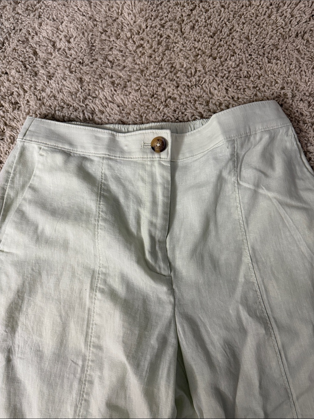 LOFT Linen Cotton Pull On Wide Leg Pants - Fog Green - 2 regular - NWT - Picture 3 of 6